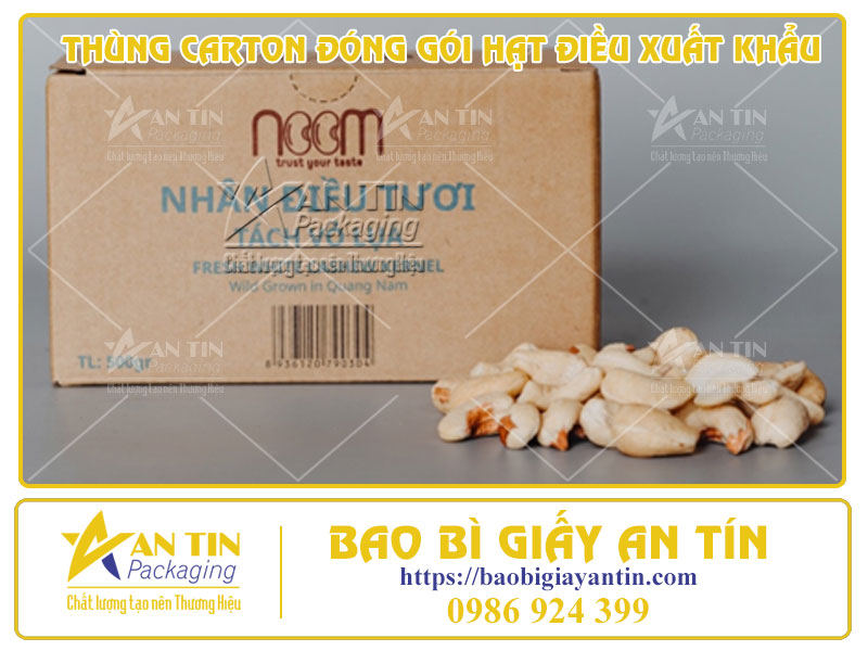 ĐÓNG GÓI HẠT ĐIỀU THEO TIÊU CHUẨN XUẤT KHẨU AFI VỚI THÙNG CARTON AN TÍN