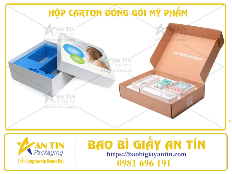 Bề mặt thùng carton đựng mỹ phẩm được in ấn sắc nét, chuyên nghiệp