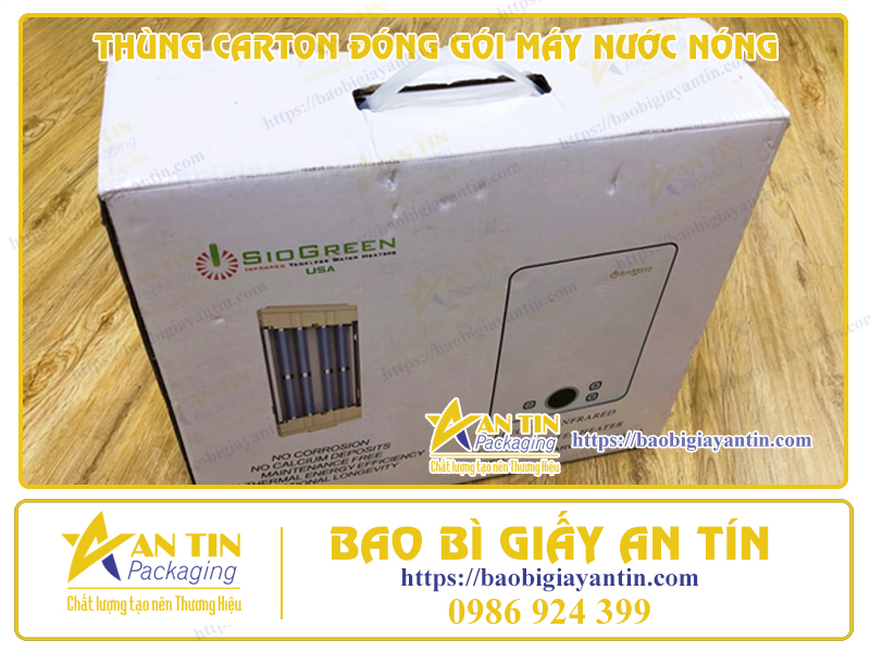 THIẾT KẾ TIỆN LỢI: THÙNG CARTON ĐÓNG GÓI MÁY NƯỚC NÓNG DỄ DÀNG VẬN CHUYỂN