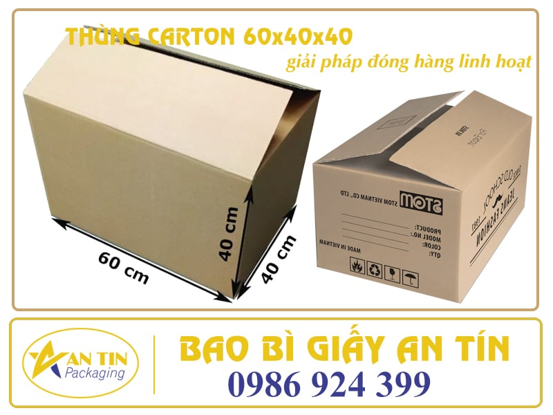 THÙNG CARTON 60x40x40 – GIẢI PHÁP ĐÓNG GÓI HÀNG LINH HOẠT
