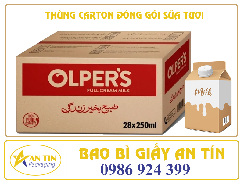 ĐẶC TRƯNG CỦA THÙNG CARTON ĐÓNG GÓI SỮA TƯƠI
