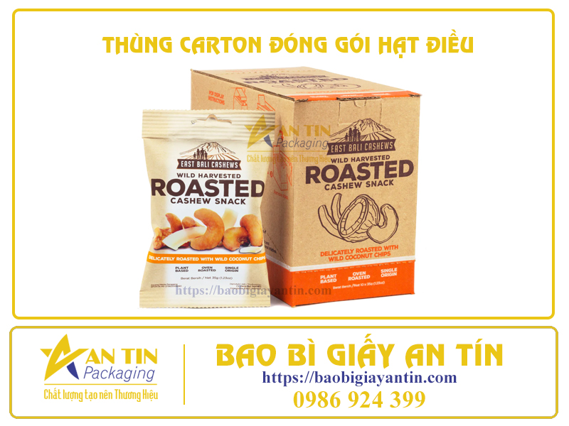 ĐÓNG GÓI ĐẠT CHUẨN XUẤT KHẨU VỚI THÙNG CARTON ĐÓNG GÓI HẠT ĐIỀU