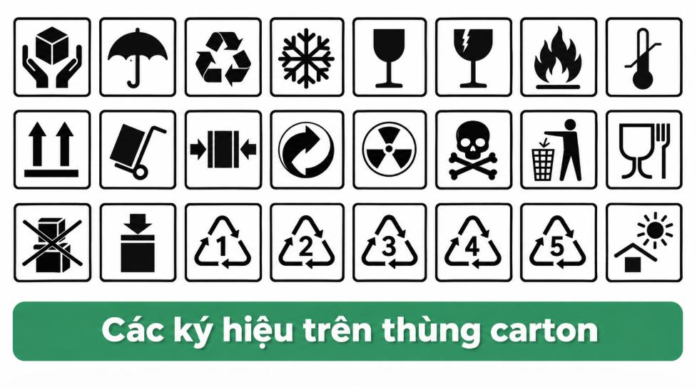 Ký hiệu trên thùng carton là ngôn ngữ chung giúp nhận biết đặc tính và cách xử lý hàng hóa bên trong