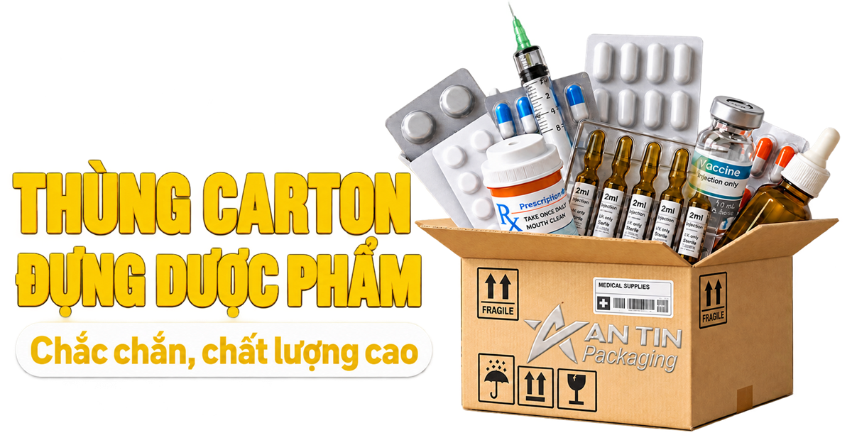 Thùng carton đựng dược phẩm chắc chắn, chất lượng cao
